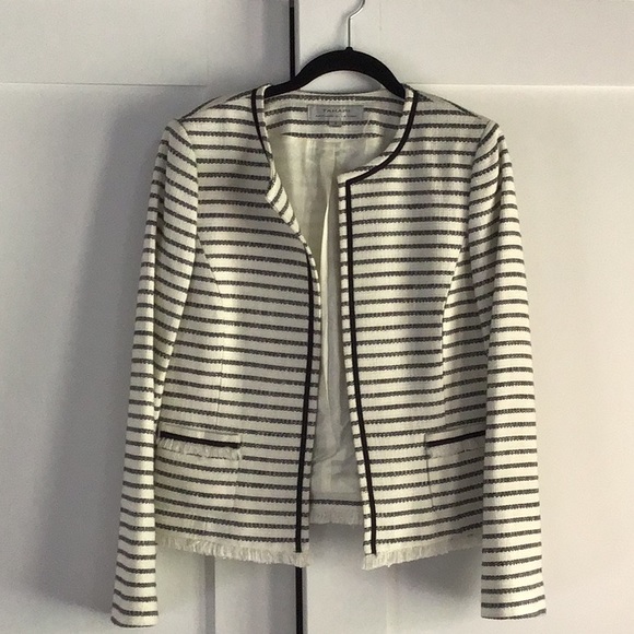 Tahari Jackets & Blazers - Womens off white and black striped blazer. Tahari size 8.